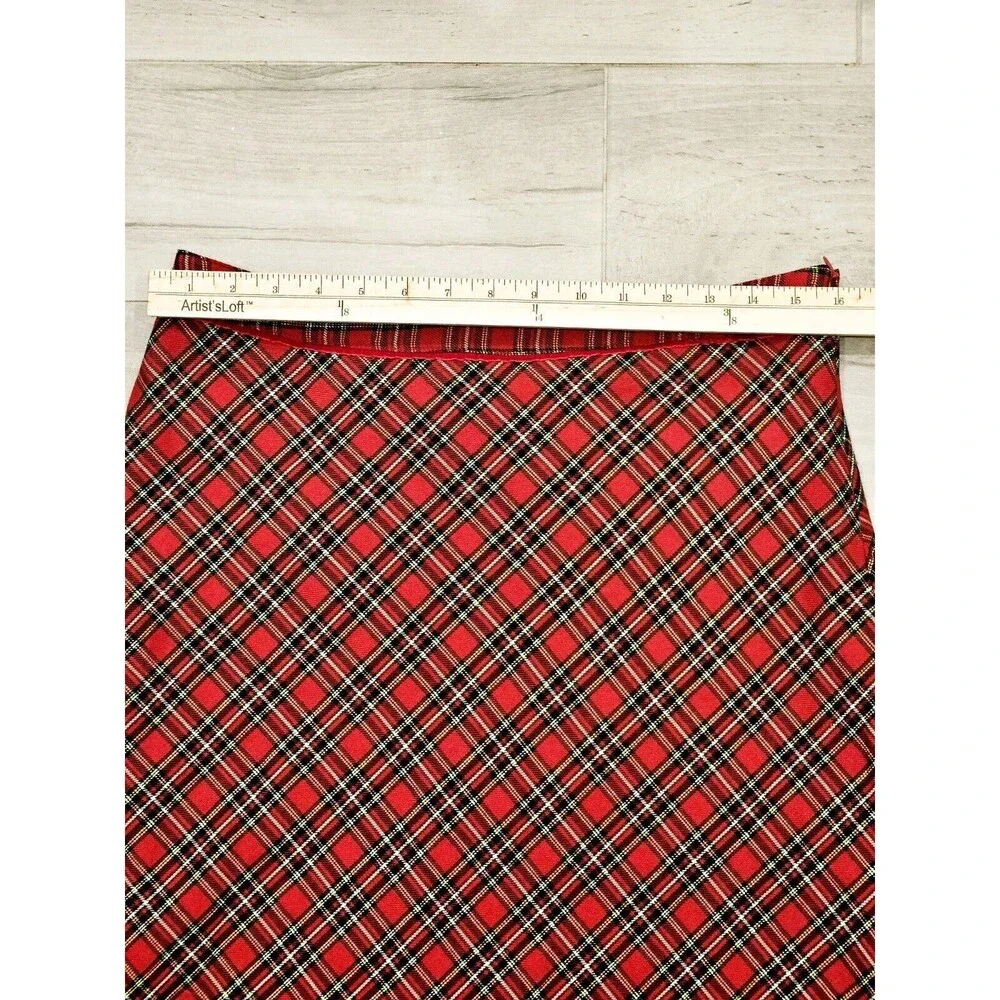 Vintage Red Plaid Midi Skirt - Basic Editions - Size 10 - Classic Holiday Look - Picture 7 of 10
